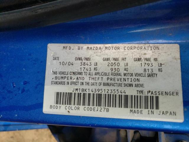 Photo 9 VIN: JM1BK143951235544 - MAZDA 3 HATCHBAC 