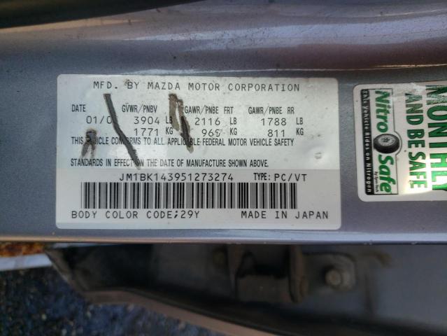 Photo 12 VIN: JM1BK143951273274 - MAZDA 3 HATCHBAC 