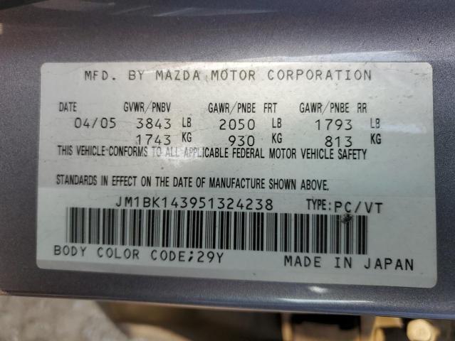 Photo 12 VIN: JM1BK143951324238 - MAZDA 3 HATCHBAC 