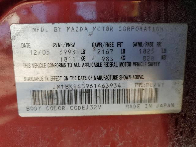 Photo 11 VIN: JM1BK143961463934 - MAZDA 3 HATCHBAC 