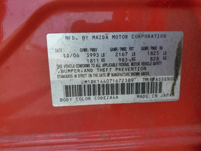 Photo 11 VIN: JM1BK144071672389 - MAZDA 3 HATCHBAC 