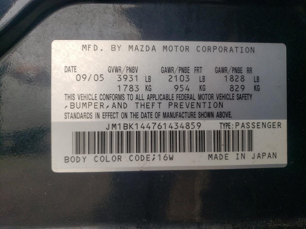 Photo 11 VIN: JM1BK144761434859 - MAZDA 3 