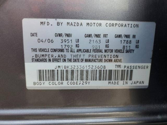 Photo 11 VIN: JM1BK323361523608 - MAZDA MAZDA3 