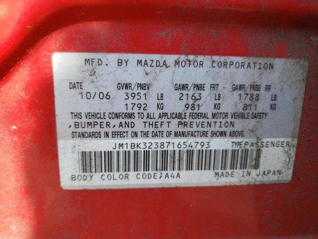 Photo 11 VIN: JM1BK323871654793 - MAZDA 3 S 