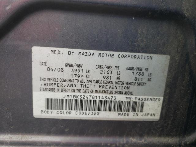 Photo 11 VIN: JM1BK324781143473 - MAZDA 3 S 