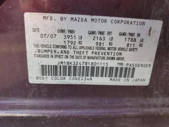 Photo 11 VIN: JM1BK324781801115 - MAZDA 3 S 