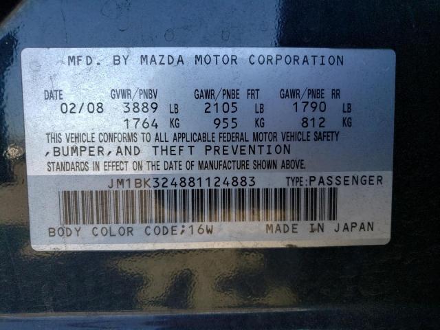 Photo 11 VIN: JM1BK324881124883 - MAZDA 3 S 