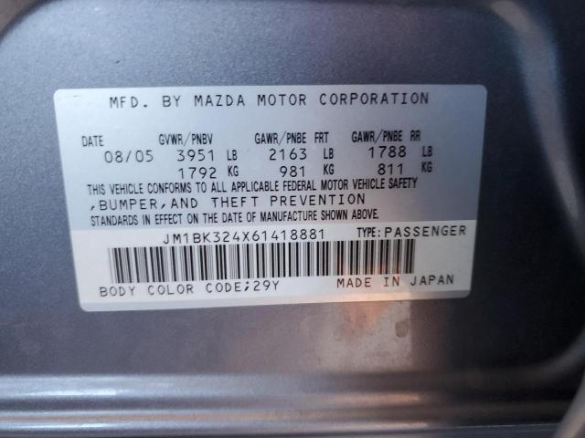 Photo 11 VIN: JM1BK324X61418881 - MAZDA 3 S 