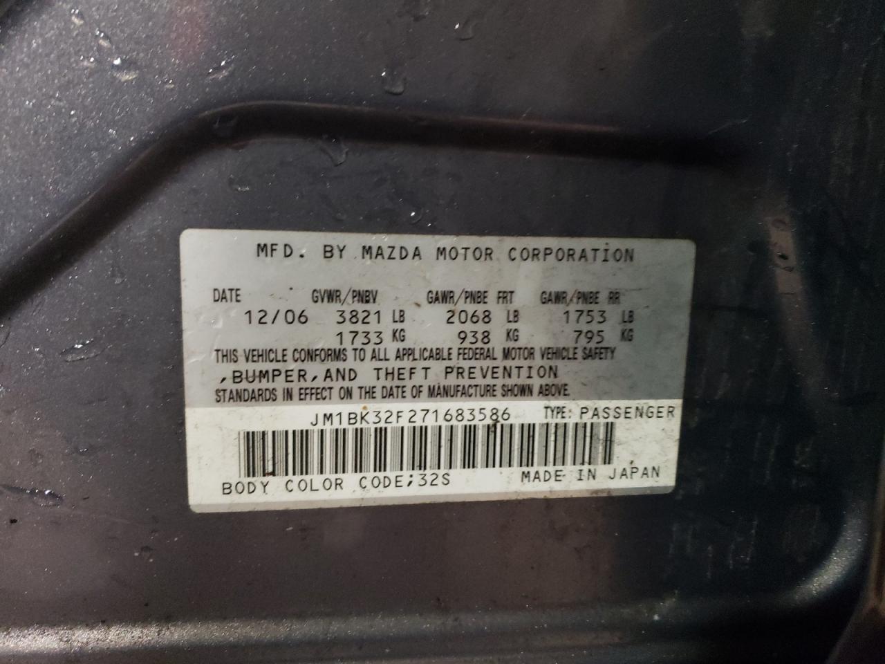 Photo 12 VIN: JM1BK32F271683586 - MAZDA 3 