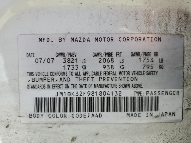 Photo 12 VIN: JM1BK32F981804132 - MAZDA 3 