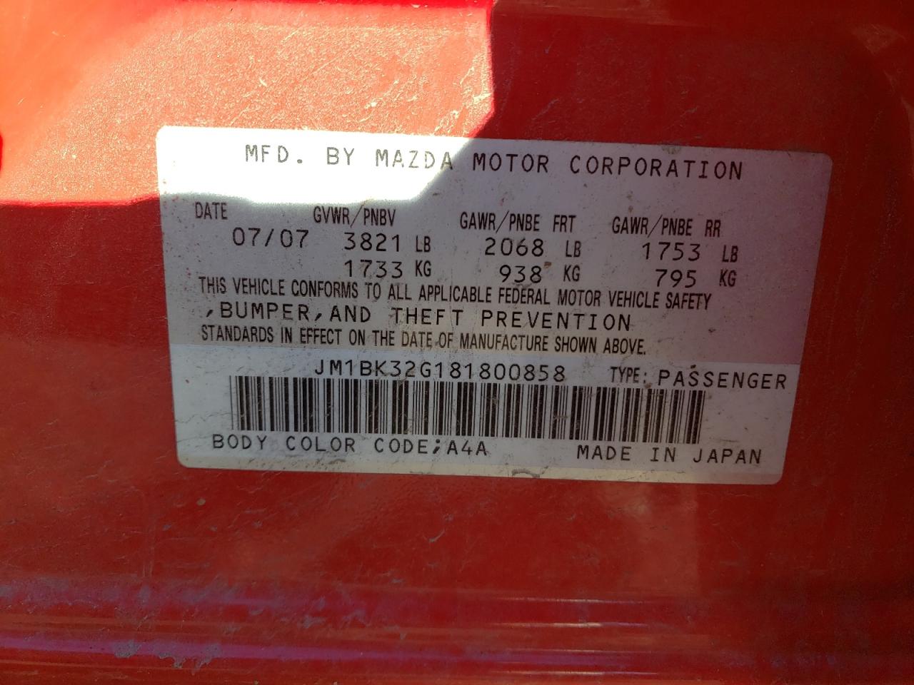 Photo 11 VIN: JM1BK32G181800858 - MAZDA 3 