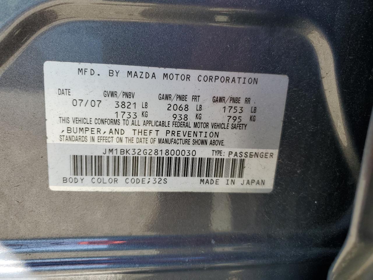 Photo 11 VIN: JM1BK32G281800030 - MAZDA 3 