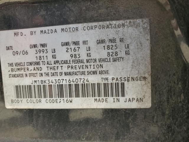 Photo 11 VIN: JM1BK343071640724 - MAZDA 3 HATCHBAC 