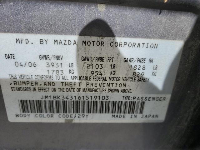 Photo 11 VIN: JM1BK343161519103 - MAZDA MAZDA3 