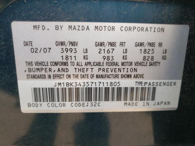 Photo 9 VIN: JM1BK343571711805 - MAZDA 3 HATCHBAC 