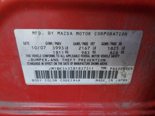 Photo 11 VIN: JM1BK343581837311 - MAZDA MAZDA3 