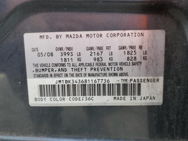 Photo 11 VIN: JM1BK343681167736 - MAZDA MAZDA3 