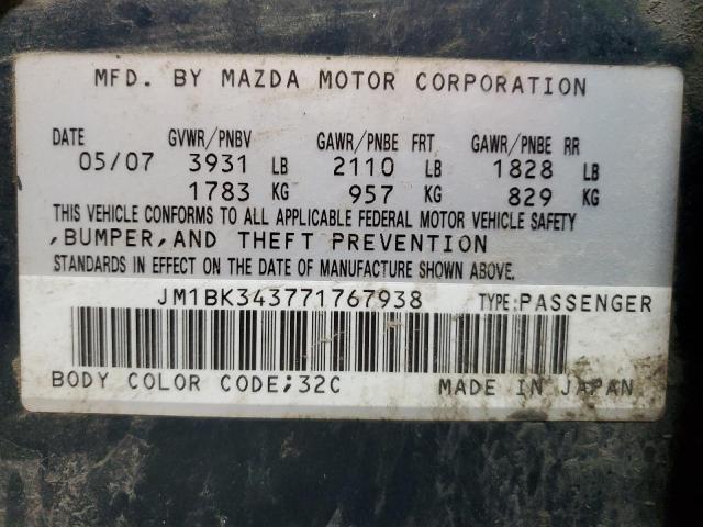 Photo 11 VIN: JM1BK343771767938 - MAZDA 3 HATCHBAC 