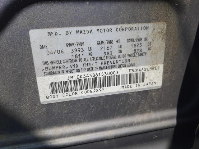 Photo 11 VIN: JM1BK343861530003 - MAZDA 3 HATCHBAC 