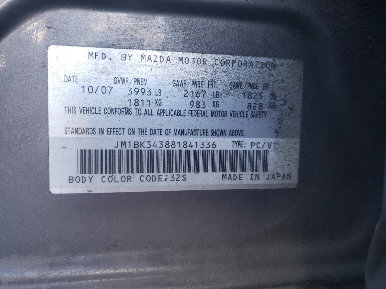 Photo 11 VIN: JM1BK343881841336 - MAZDA 3 