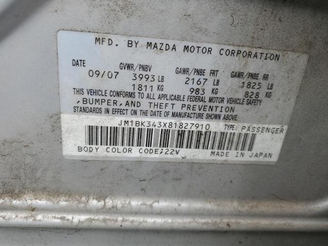 Photo 11 VIN: JM1BK343X81827910 - MAZDA MAZDA3 