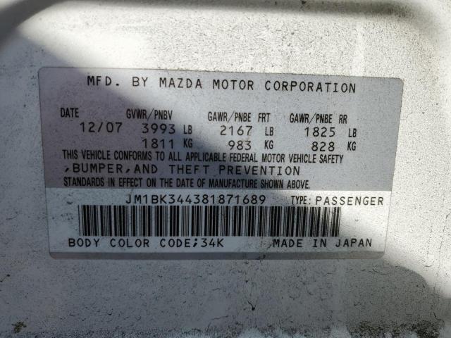 Photo 11 VIN: JM1BK344381871689 - MAZDA MAZDA3 