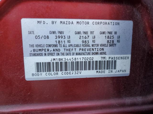 Photo 11 VIN: JM1BK344581170202 - MAZDA 3 HATCHBAC 