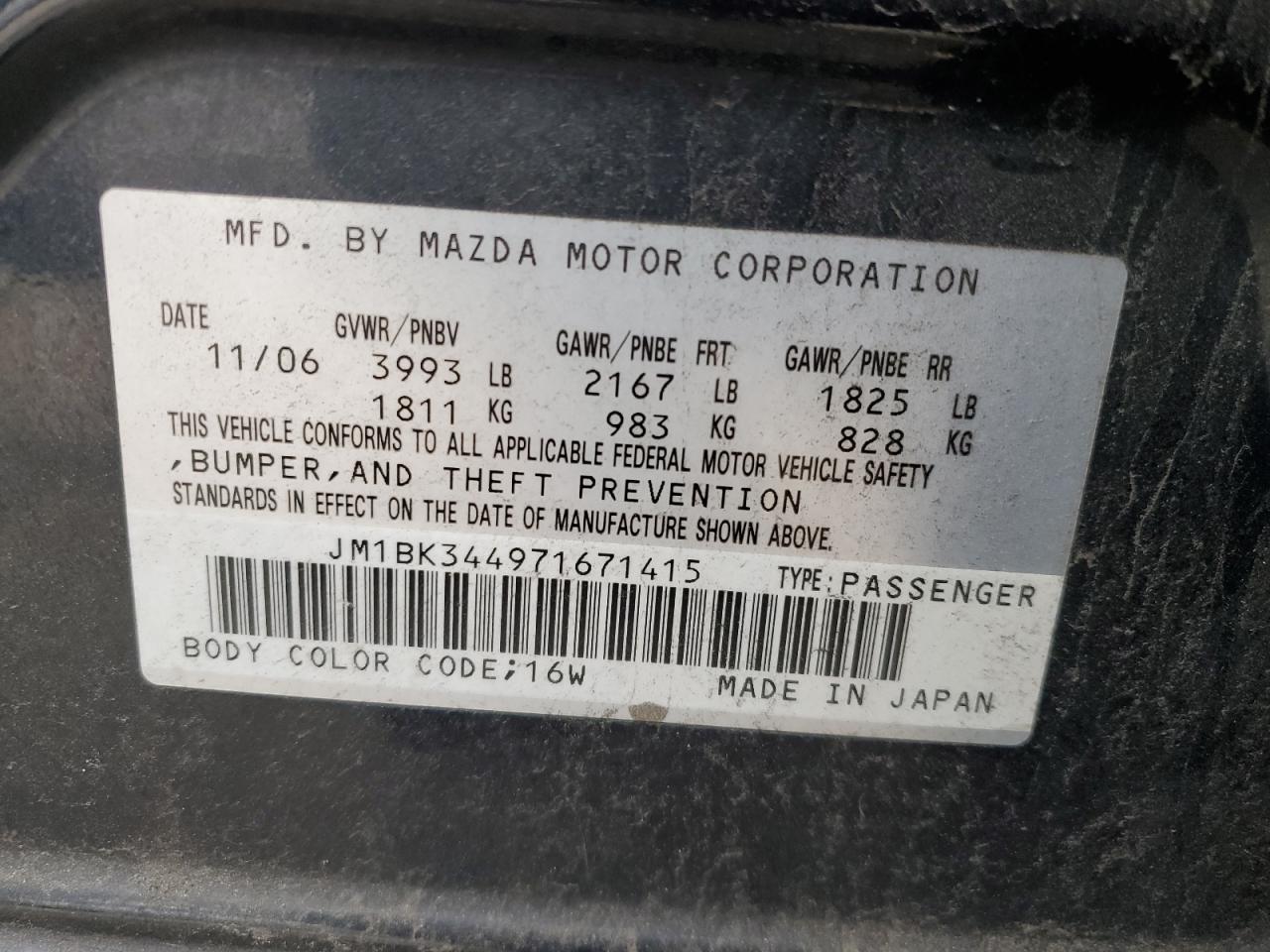 Photo 11 VIN: JM1BK344971671415 - MAZDA 3 