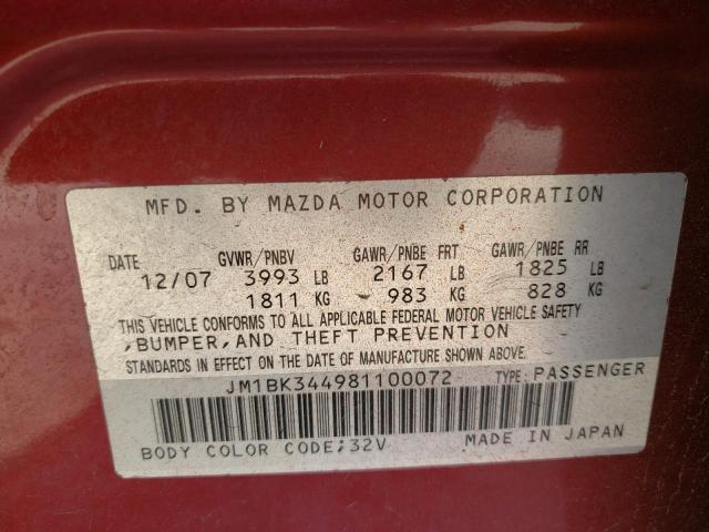 Photo 11 VIN: JM1BK344981100072 - MAZDA MAZDA3 