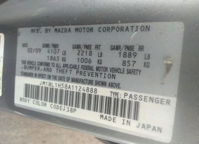 Photo 8 VIN: JM1BL1H58A1124888 - MAZDA MAZDA3 