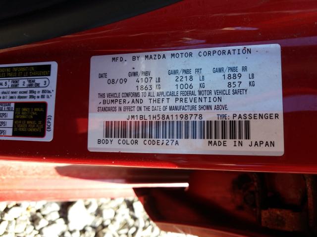 Photo 9 VIN: JM1BL1H58A1198778 - MAZDA 3 S 