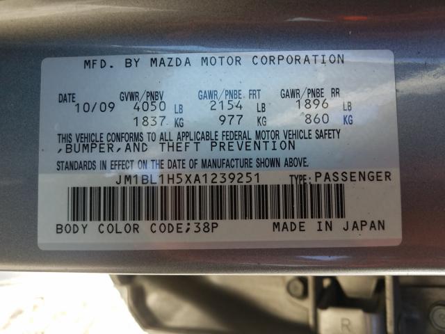 Photo 9 VIN: JM1BL1H5XA1239251 - MAZDA 3 S 