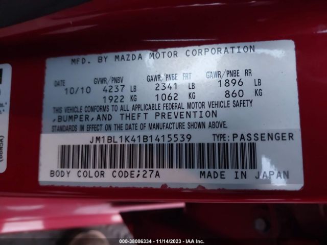 Photo 8 VIN: JM1BL1K41B1415539 - MAZDA MAZDASPEED3 