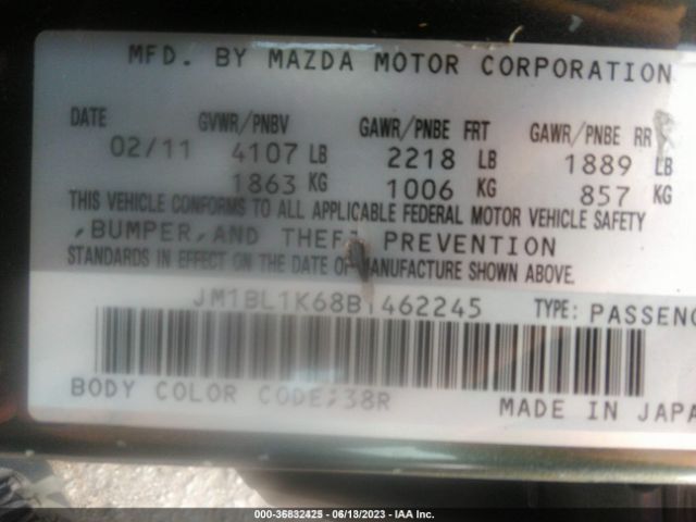 Photo 8 VIN: JM1BL1K68B1462245 - MAZDA MAZDA3 