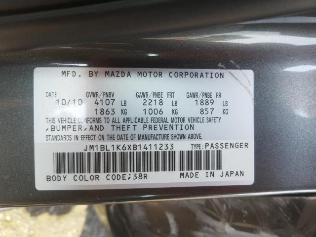 Photo 9 VIN: JM1BL1K6XB1411233 - MAZDA 3 S 