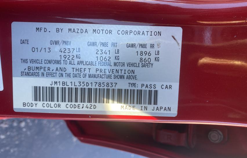 Photo 9 VIN: JM1BL1L35D1785837 - MAZDA SPEED 3 