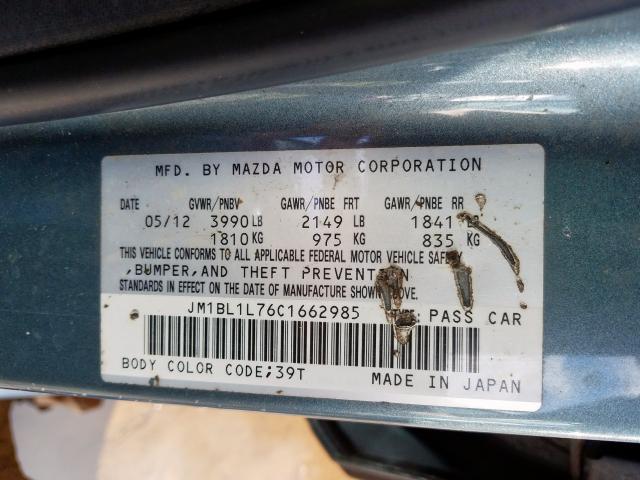 Photo 9 VIN: JM1BL1L76C1662985 - MAZDA 3 I 