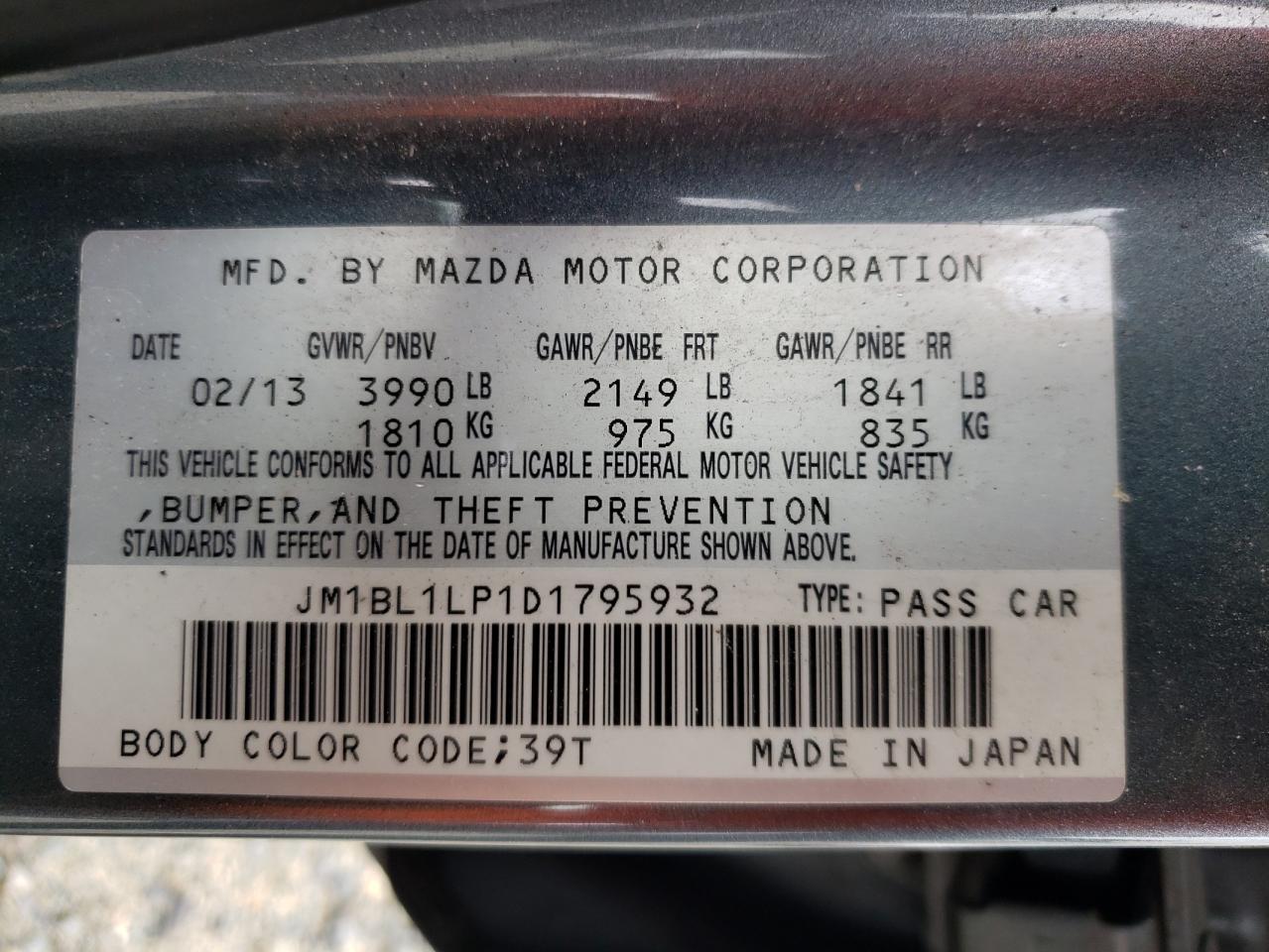 Photo 11 VIN: JM1BL1LP1D1795932 - MAZDA 3 