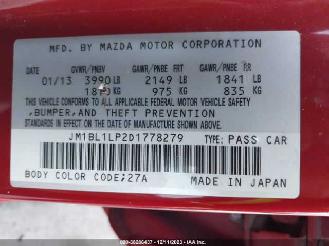 Photo 8 VIN: JM1BL1LP2D1778279 - MAZDA MAZDA3 