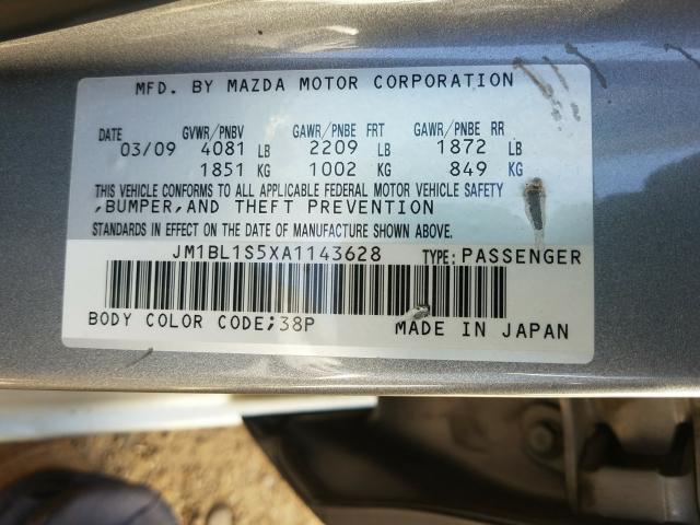 Photo 9 VIN: JM1BL1S5XA1143628 - MAZDA 3 S 