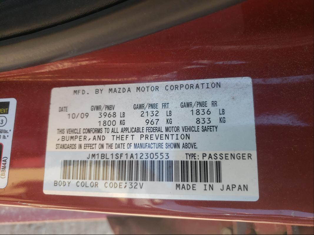 Photo 9 VIN: JM1BL1SF1A1230553 - MAZDA 3 I 