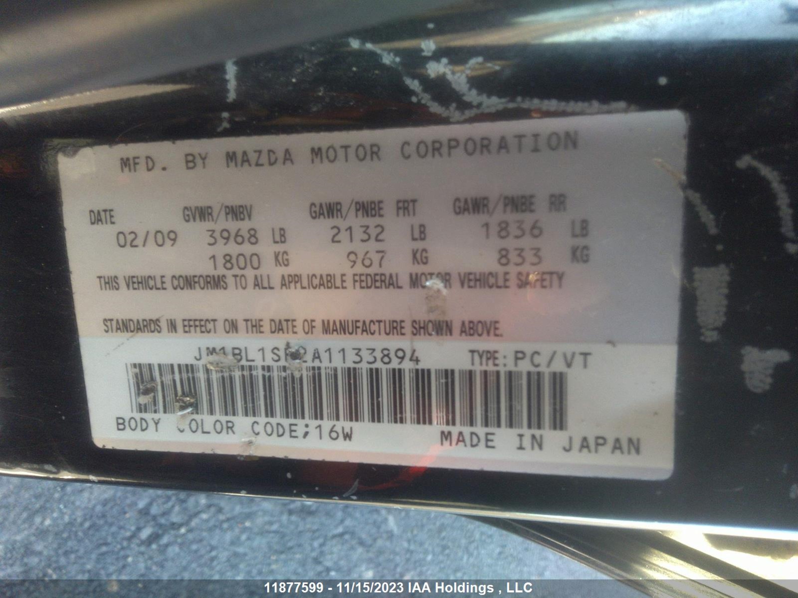 Photo 8 VIN: JM1BL1SF2A1133894 - MAZDA 3 