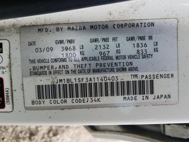 Photo 9 VIN: JM1BL1SF3A1140403 - MAZDA 3 I 