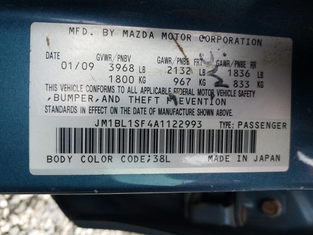 Photo 9 VIN: JM1BL1SF4A1122993 - MAZDA 3 I 