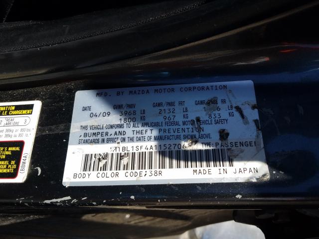 Photo 9 VIN: JM1BL1SF4A1152706 - MAZDA 3 I 