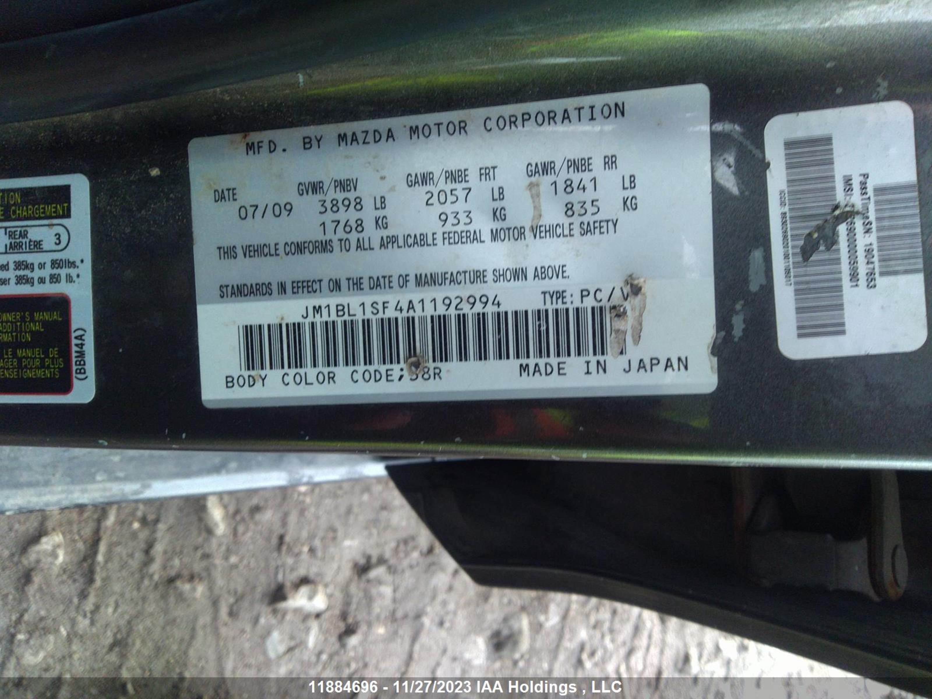 Photo 8 VIN: JM1BL1SF4A1192994 - MAZDA 3 