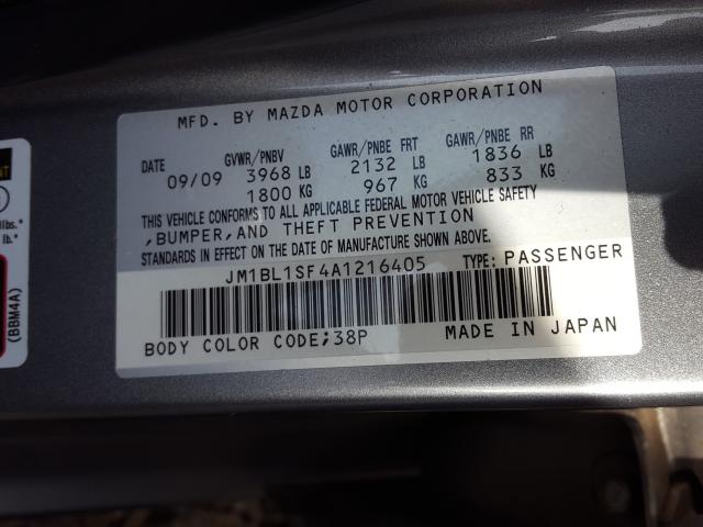 Photo 9 VIN: JM1BL1SF4A1216405 - MAZDA 3 I 