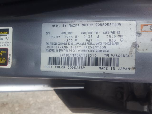 Photo 9 VIN: JM1BL1SF5A1138510 - MAZDA MX3 