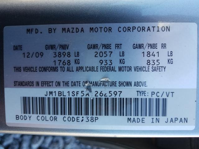 Photo 9 VIN: JM1BL1SF5A1262597 - MAZDA 3 I 