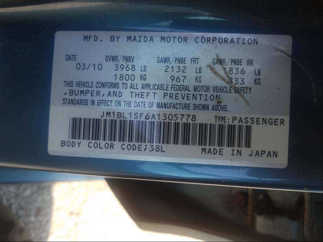 Photo 9 VIN: JM1BL1SF6A1305778 - MAZDA 3 I 